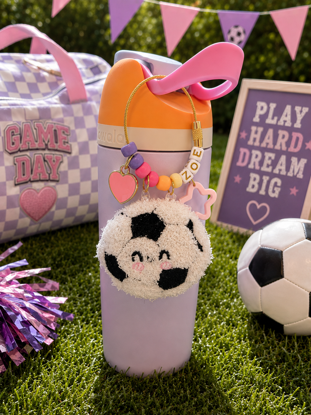 Personalized Soccer Water Bottle Charm Keychain