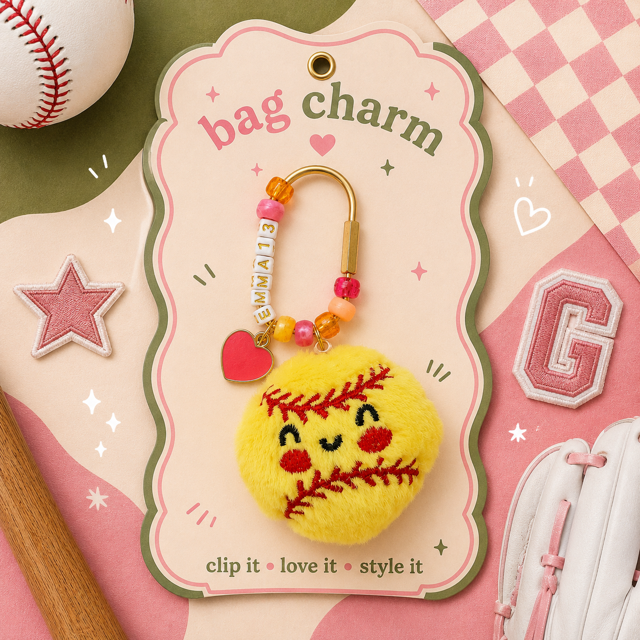 Personalized Softball Keychain